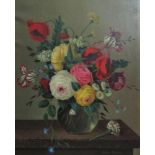 Arthur Heyden (British 1916-1990) - Still life with vase of summer flowers, oil on canvas, signed,