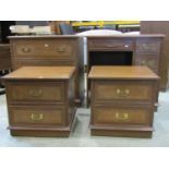 A collection of matching furniture with a teak veneer, comprising a three drawer chest, a single