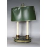 Toleware type twin light table lamp, 50cm high