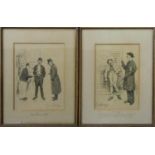 A pair of black and white prints after George Belcher RA (British 1875-1947) caricature drawings '