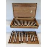 Hawkes & Son of London oak cased tubular bells set with beaters