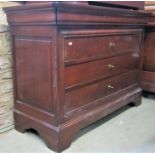 A contemporary chest of three long drawers within a moulded outline set on bracket supports, 120