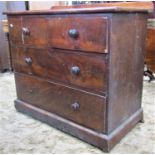 A mid Victorian mahogany chest of two long and two short drawers raised on a plinth base, 100cm wide