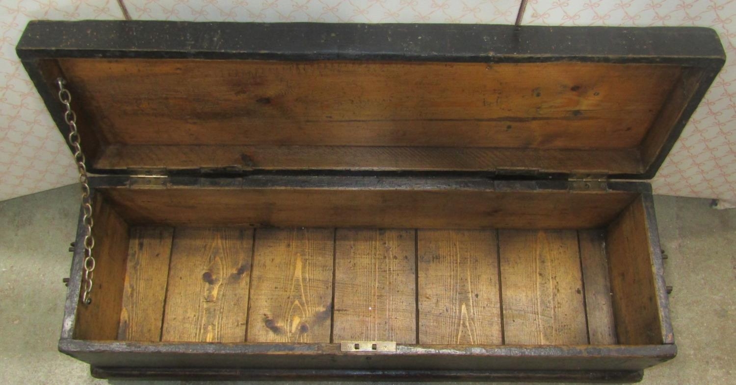 A 19th century pine, candle box with original finish, 86cm long x 26cm wide x 26cm high - Image 2 of 2