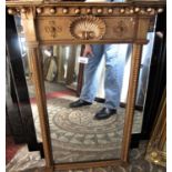 A Regency gilded overmantle mirror with bobbin and shell detail