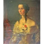 Mid 19th century British school - Pair of half length oil paintings on canvas of a lady and