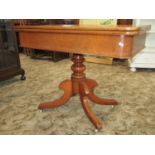 19th century pale mahogany D end foldover top tea table on turned pillar and quadruped