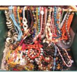 Collection of costume jewellery, mainly bead necklaces (a boxful)