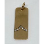 1970s 9ct diamond set pendant of rectangular form, 3.3g