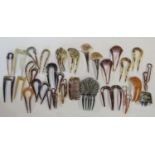 Collection of faux tortoiseshell vintage hair pins