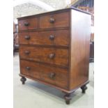 A Victorian mahogany chest of three long and two short drawers, 110cm wide