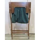 A late 19th century campaign folding sewing table with inlaid satinwood banding, push button release