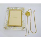 Boxed Mikimoto photo frame set with pearls, together with a boxed Risis of Singapore gold plated