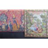 2 good quality needlepoint wall hangings in continental style, the first depicting a nobleman and