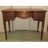 Edwardian ladies writing desk with inset leather top fitted with an arrangement of five drawers with