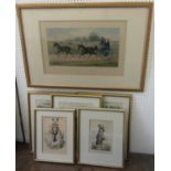 A set of three 19th century coloured caricature engravings from The Looking Glass series, The