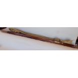 Antique rosewood four piece fishing rod by C Playfair