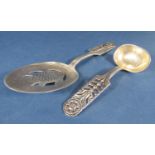 David Andersen Norwegian sterling silver Floriform pattern fish serving spoon and sauce ladle,