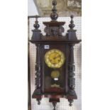 Small size Vienna type wall clock, the twin train dial with enamel chapter ring, Arabic numerals and