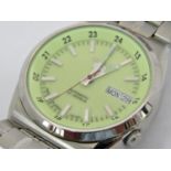 Vintage gent's stainless steel Seiko Five wristwatch, automatic 21 jewel movement, lume dial with