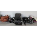 Collection of vintage cameras to include an AGFA Isola, two boxed cameras, etc