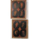 19th century continental school - Set of eight oval panels showing classically draped female figures