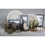 Mixed miscellaneous lot comprising a cast metal elephant money box, a Black and White Whiskey