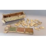 Napoleonic prisoner of war work games box, with simple repeating geometric detail, containing a