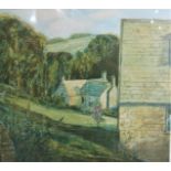 Don Bessant (British, 1941-1993) - View of Laurie Lee's House, signed, coloured limited edition