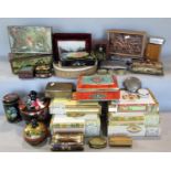 A collection of various vintage boxes and tins