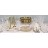 A mixed collection of various cut glassware to include mainly vases, together with a further