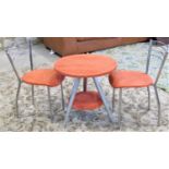 Small vintage collection comprising a pair of chrome framed kitchen chairs with upholstered seats,
