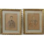 Eugene Bemelmans (19th century Belgian) - Pair of three quarter length portrait studies of siblings,