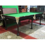 A "Princess" 7ft billiard dining table, with lift off two leaf top revealing a green baise slate bed