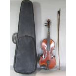 Antique three quarter size English violin, the hand written interior label inscribed Made by James