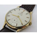 Vintage gent's 9ct Omega Seamaster automatic wrist watch, the champagne dial with baton markers