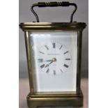Good quality brass cased carriage clock by Matthew Norman of London, striking on a gong, 13.5 cm
