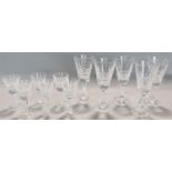 Set of five Waterford Kylemore sherry glasses and a further set of six Waterford Lismore liquor