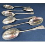 Set of six 1920s silver Hanoverian pattern tablespoons, maker CB & S, Sheffield 1922, 15oz approx