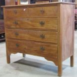 A mahogany chest of three long and two short drawers with brass plate handles, 106cm wide