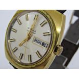 Vintage gent's gold plated Cyma Navystar gent's wristwatch, the champagne dial with baton markers