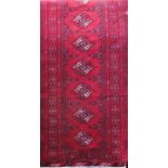 Turkoman runner with Bokara geometric decoration, 280 x 85cm