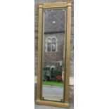 Regency-style full length dressing mirror with classical fluted and moulded gilt and partially green