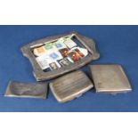 A mixed collection of silver comprising two silver cigarette cases and a further silver card