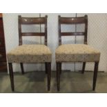 Set of four 19th century mahogany bar back with moulded frames, upholstered seats and ring turned