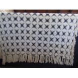 Vintage crochet bed cover with fringing on 2 edges, approx size 2.1 x 2.1m including fringe