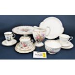 A quantity of Crown Staffordshire England's Bouquet pattern teawares comprising cake stand, cake