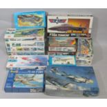 14 aircraft model aircraft kits of shipboard fighters, all appear un-started and many with sealed