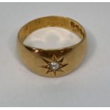 18ct diamond set gypsy ring with star-cut detail, size N/O, 4.9g