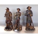 Set of three plaster figures of industrial gentlemen, the largest 36cm (3) (af)